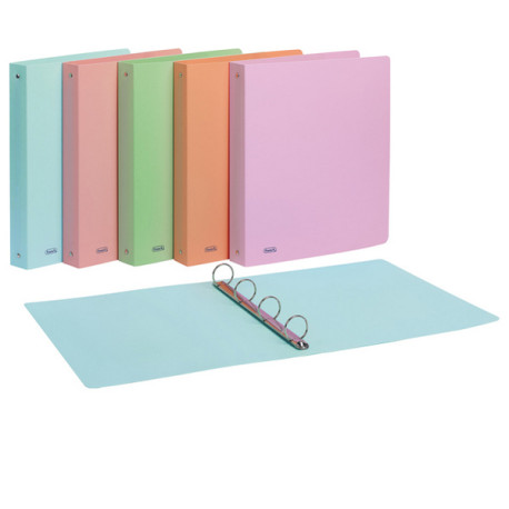 Raccoglitore Pastel - 22 x 30 cm - 4 anelli tondi 30 mm - PP - colori assortiti - Favorit