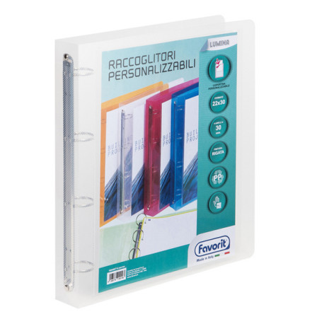 Raccoglitore personalizzabile Lumina - 22 x 30 cm - 4 anelli tondi 30 mm - PP - trasparente - Favorit