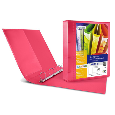 Raccoglitore personalizzabile Myto TI - 22 x 30 cm - 4 anelli a D 30 mm - dorso 4 cm - rosso - Sei Rota