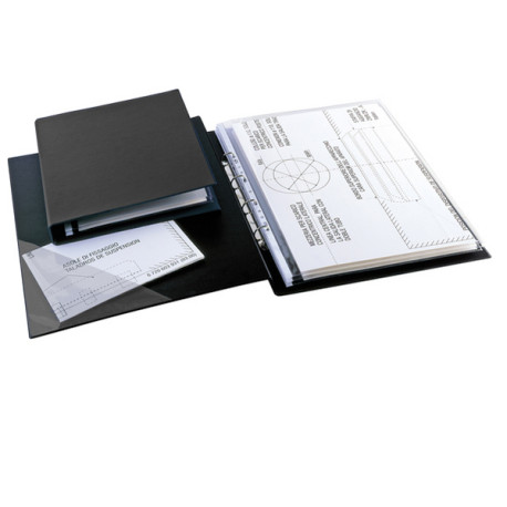 Raccoglitore Sanremo 2000 - A3 - 4 anelli a D 40 mm - dorso 5,5 cm - nero - Sei Rota