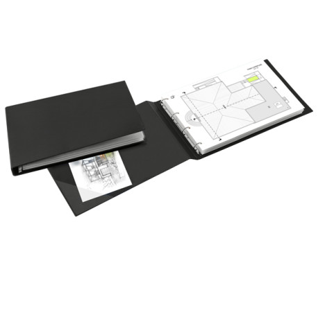 Raccoglitore Sanremo 2000 - 42 x 30 cm album - 4 anelli a D 40 mm - dorso 5,5 cm - nero - Sei Rota