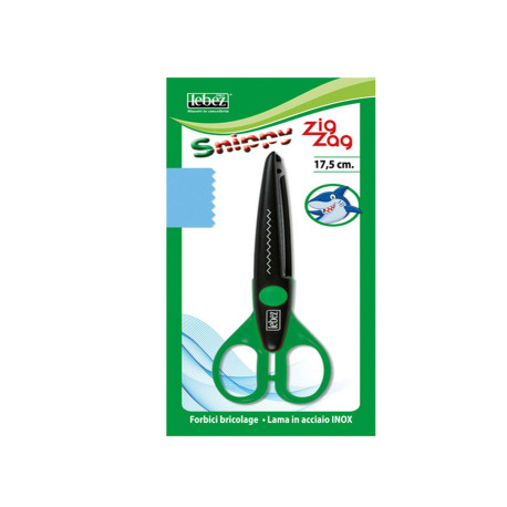 Forbice Snippy Zig Zag - 17 cm - lama acciaio - colori assortiti - Lebez