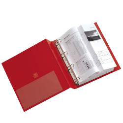 Raccoglitore Stelvio - 22 x 30 cm - 4 anelli a Q 65 mm - dorso 9 cm - rosso - Sei Rota