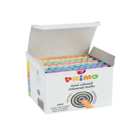 Gessetti tondi -  ø 9x80 mm - colorati - Primo - Scatola 100 gessetti tondi