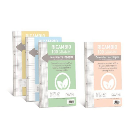 BLOCCHI QUADERNI E RUBRICHE - RICAMBIO RINFORZATO BIO 100 GR, 40 FF, MOD. Q