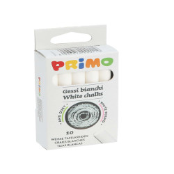 Gessetti tondi - ø 9x80 mm - bianco - Primo - Scatola 10 gessetti tondi