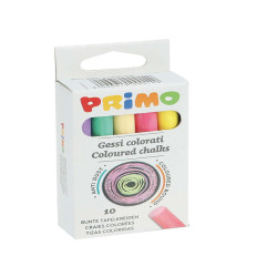 Gessetti tondi - ø 9x80 mm - colorati - Primo - Scatola 10 gessetti tondi