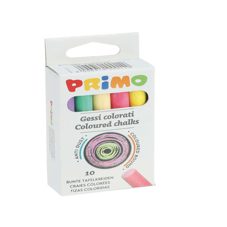 Gessetti tondi - ø 9x80 mm - colorati - Primo - Scatola 10 gessetti tondi