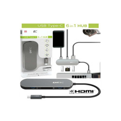 Emtec - Hub 6-in-1 Multimedia Type-C T650C - ECHUBT650C