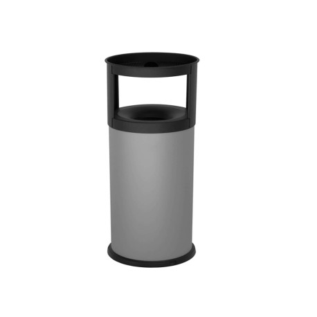 Gettacarte autoestinguente con posacenere - 25 L - diametro 25 cm - H 80 cm - acciaio - grigio - Stilcasa