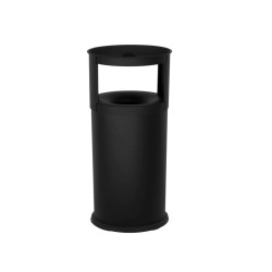 Gettacarte autoestinguente con posacenere - 25 L - diametro 25 cm - H 80 cm - acciaio - nero - Stilcasa