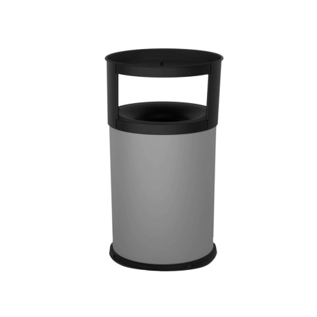 Gettacarte autoestinguente con posacenere - 40 L - diametro 31 cm - H 80 cm - acciaio - grigio - Stilcasa