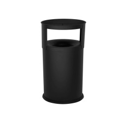 Gettacarte autoestinguente con posacenere - 40 L - diametro 31 cm - H 80 cm - acciaio - nero - Stilcasa
