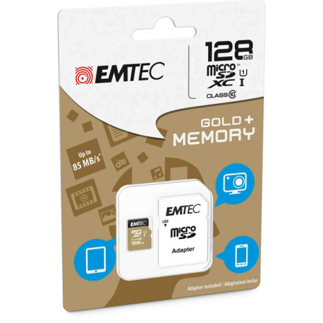 Emtec - Micro SDXC Class 10 Gold + con Adattatore - ECMSDM128GXC10GP - 128GB