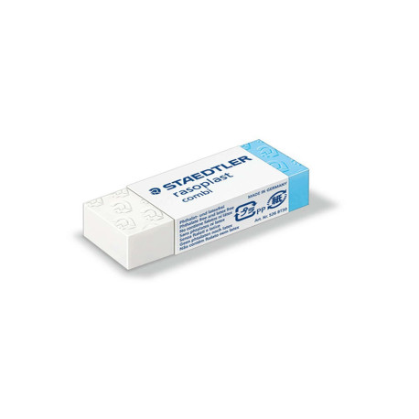 Gomma Combi Rasoplast - 43 x19 x13 mm -  bianca e blu - Staedtler - conf. 30 pezzi