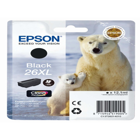 Epson - Cartuccia ink - 26XL - Nero - C13T26214012 - 12,2ml