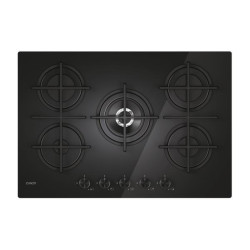Candy CVG74WTB, Nero, Da incasso, 75 cm, Gas, Acciaio inox, 5 Fornelli