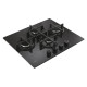 Candy Moderna CVG6DTB, Nero, Da incasso, 59.5 cm, Gas, Acciaio inox, 4 Fornelli