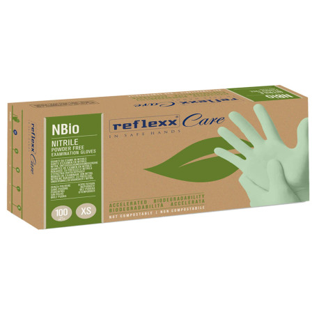 Guanti in nitrile bio - taglia XS - verde pastello - Reflexx - conf. 100 pezzi