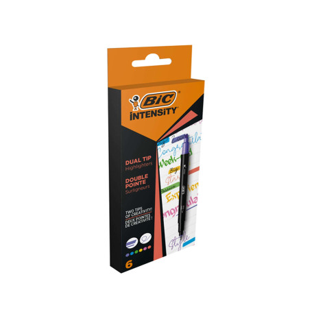 Evidenziatori dual tip Intensity - colori assortiti - Bic - conf. 6 pezzi