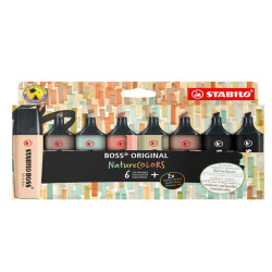 Evidenziatore Boss Original NatureColors - punta a scalpello - tratto 2 - 5 mm - colori assortiti - Stabilo - astuccio 8 pezzi