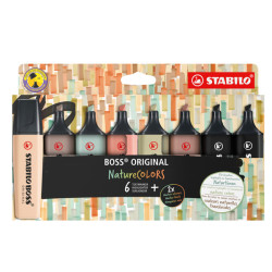 Evidenziatore Stabilo Boss NatureColors - punta a scalpello - colori assortiti - Stabilo - astuccio 8 pezzi