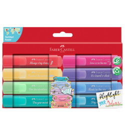 Evidenziatore Textliner 46 - punta scalpello - colori assortiti pastel - Faber Castell - astuccio 8 pezzi