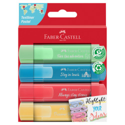 Evidenziatore Textliner 46 - punta scalpello - colori assortiti pastel - Faber-Castell - astuccio 4 pezzi