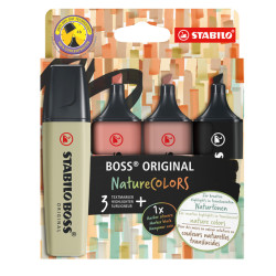 Evidenziatore Stabilo Boss NatureColors - tratto 2 + 5 mm - colori assortiti - Stabilo - astuccio 4 pezzi