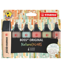 Evidenziatore Stabilo Boss NatureColors - tratto 2 + 5 mm - colori assortiti - Stabilo - astuccio 6 pezzi