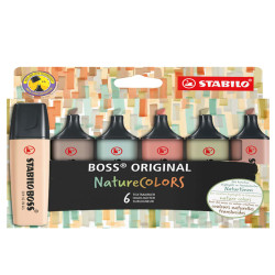 Evidenziatori Stabilo Boss NatureColors - tratto 2 + 5 mm - colori assortiti - Stabilo - astuccio 6 pezzi