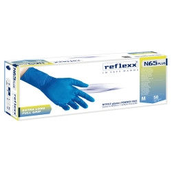Guanti in nitrile N65 Plus - senza polvere - taglia M - blu - Reflexx - conf. 50 pezzi