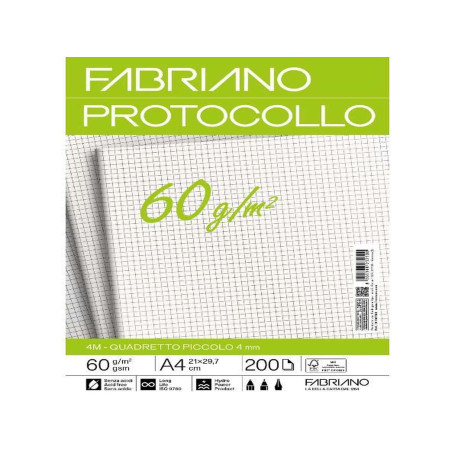 Fabriano CARTA PROTOCOLLO A4 60g 200ff - RIG 4 MM