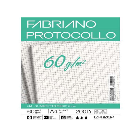 Fabriano CARTA PROTOCOLLO A4 60g 200ff - RIG 5 MM