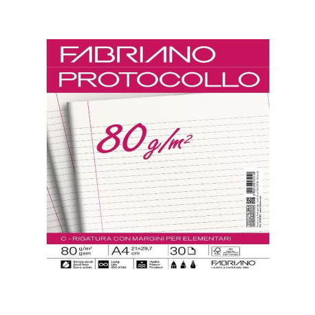 Fabriano CARTA PROTOCOLLO A4 80g 30ff - RIG C