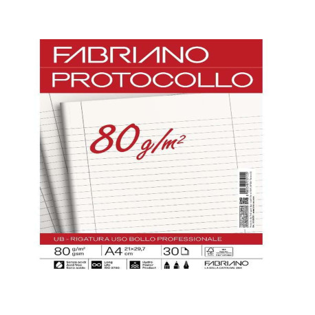 Fabriano CARTA PROTOCOLLO A4 80g 30ff - RIG USO BOLLO