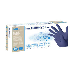 Guanti nitrile ipoallergenici N350 - senza acceleranti - taglia S - blu - Reflexx - conf. 100 pezzi