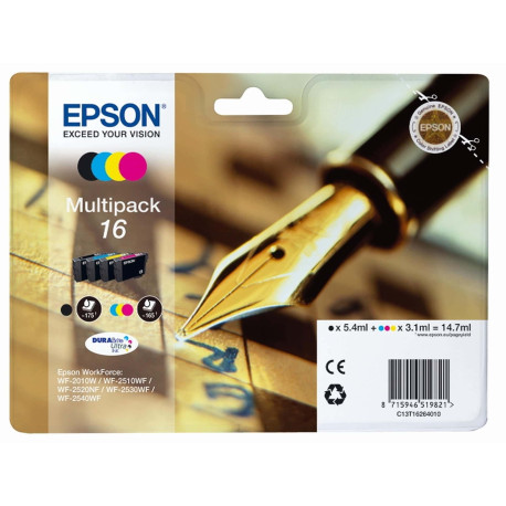Epson - Multipack Cartuccia ink - 16 - C/M/Y/K -  C13T16264012 - C/M/Y 3,1ml cad - K 5,4ml