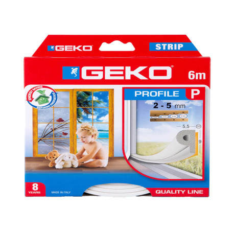 Guarnizione adesiva per isolamento STRIP - fessura 2-5 mm - 6 m - gomma - bianco - Geko