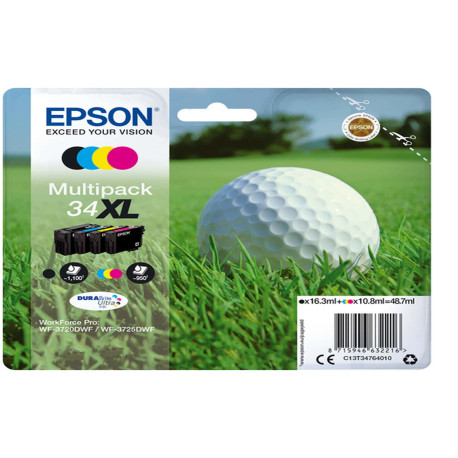 Epson - Multipack Cartuccia ink - 34XL - C/M/Y/K - C13T34764010 - C/M/Y 10,8ml - K 16,3ml