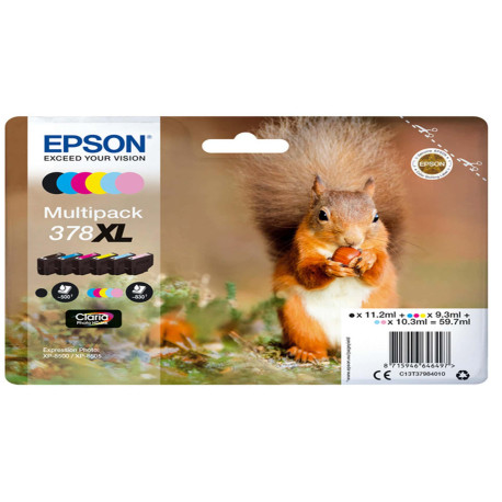 Epson - Multipack Cartuccia ink - 378XL - C/M/Y/C CH/M CH/K - C13T37984010 - C/M/Y 9,3ml - C CH/M CH 10,2ml - K 11,2ml