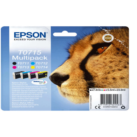 Epson - Multipack Cartuccia ink - C/M/Y/K - T0715 - C13T07154012 - C/M/Y 5,5ml - K 7,4ml