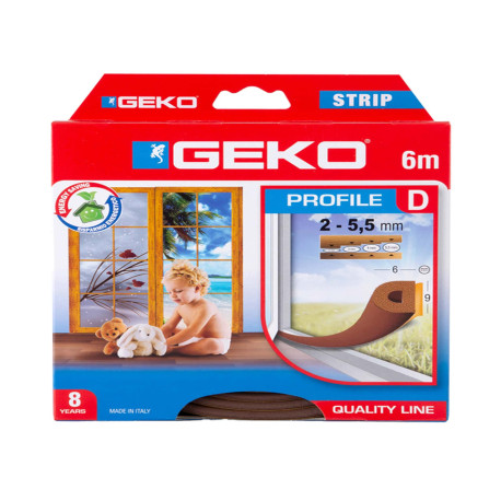 Guarnizione adesiva per isolamento STRIP - fessura 2-5,5 mm - 9 x 6 mm x 6 m - gomma - marrone - Geko