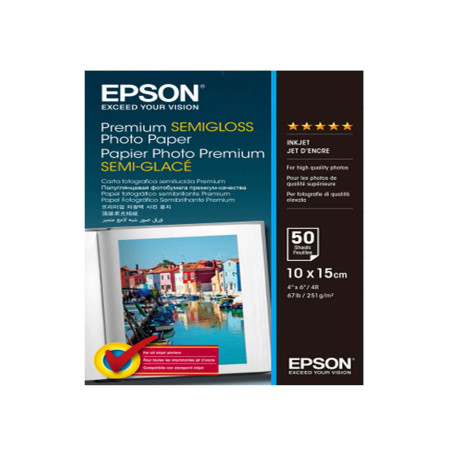 Epson - Premium Semi-Gloss Photo Paper - 10 x 15 cm - 50 Fogli - C13S041765