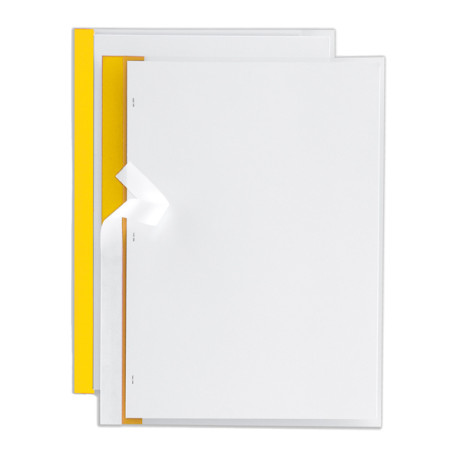 Cartellina per rilegatura Poli 200 - A4 - PP - trasparente buccia - dorso giallo - Sei Rota - conf. 10 pezzi