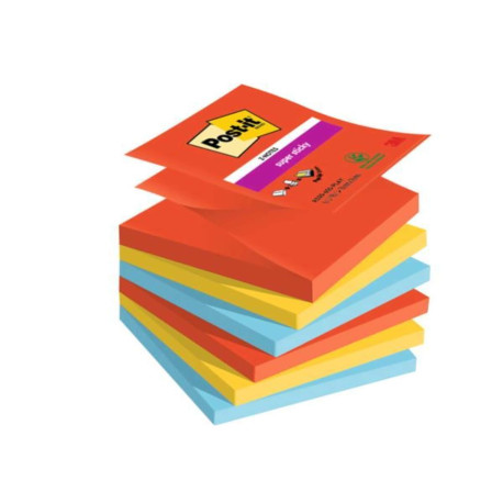 Foglietti Post-it Super Sticky Z-Notes 76 mm x 76 mm 6 blocchetti da 90 fogli Playful