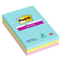 Blocco Post it® Super Sticky - 4690-SS3COS - a righe - 101 x 152 mm - colori Cosmic - 90 fogli - Post it® - conf. 3 pezzi