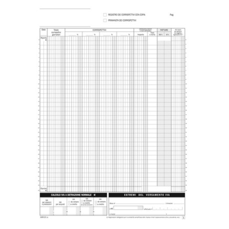 Blocco registro corrispettivi - 12/12 copie autoric. - 29,7 x 21,5 cm - DU168512C00 - Data Ufficio