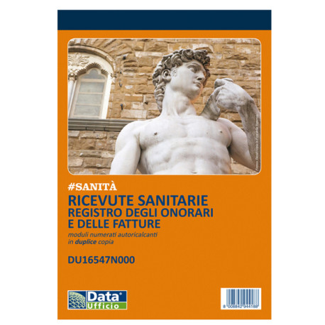 Blocco registro onorari/fatture ricevute sanitarie - 50/50 copie numerate autoricalcanti - 21,5 x 14,8 cm - DU16547N000 - Data 