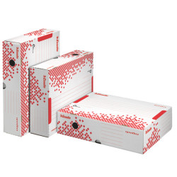 Scatola archivio Speedbox - dorso 8 cm - 35 x 25 cm - bianco e rosso - Esselte